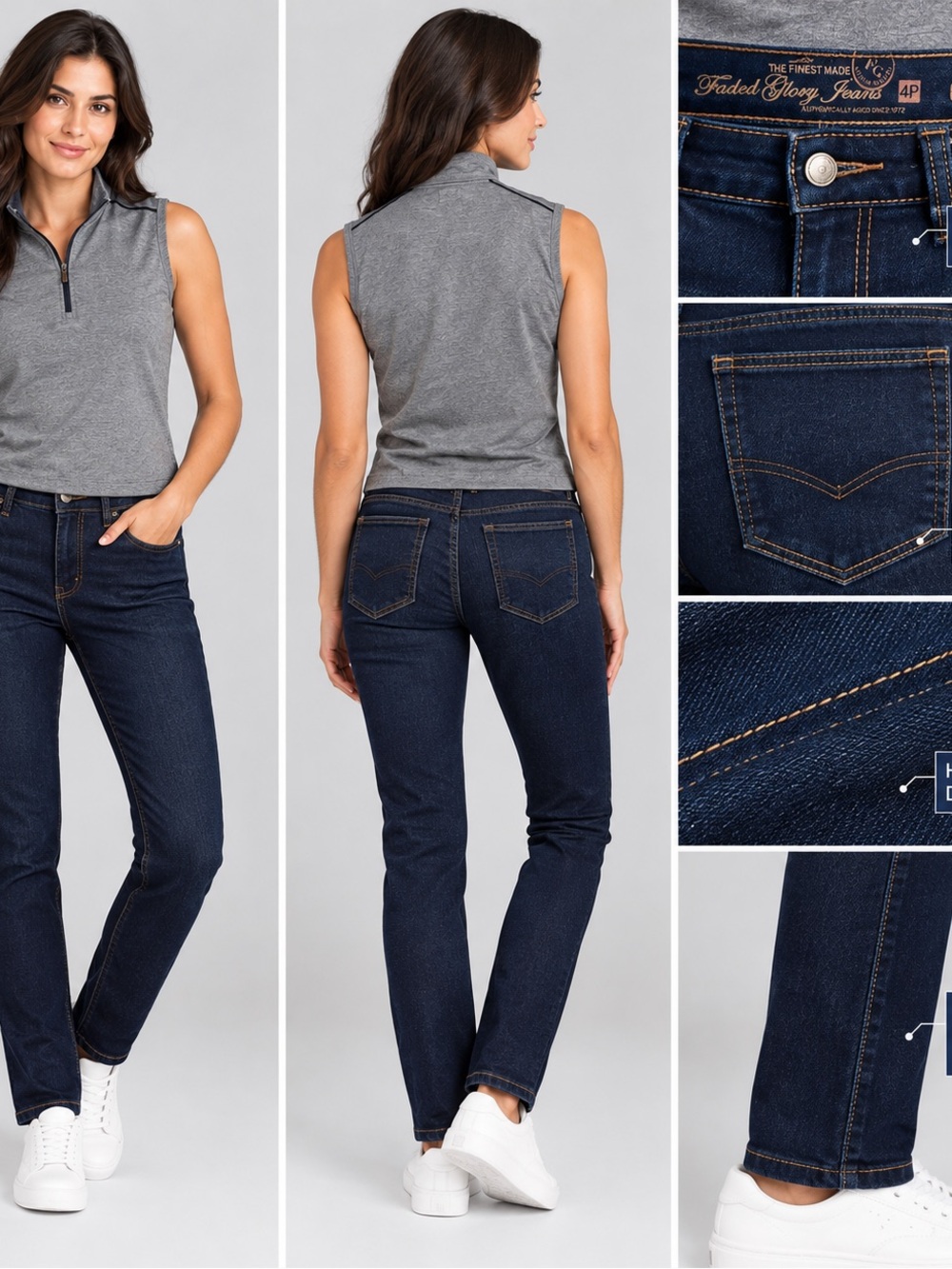 Faded Glory Dark Blue Straight Leg Jeans